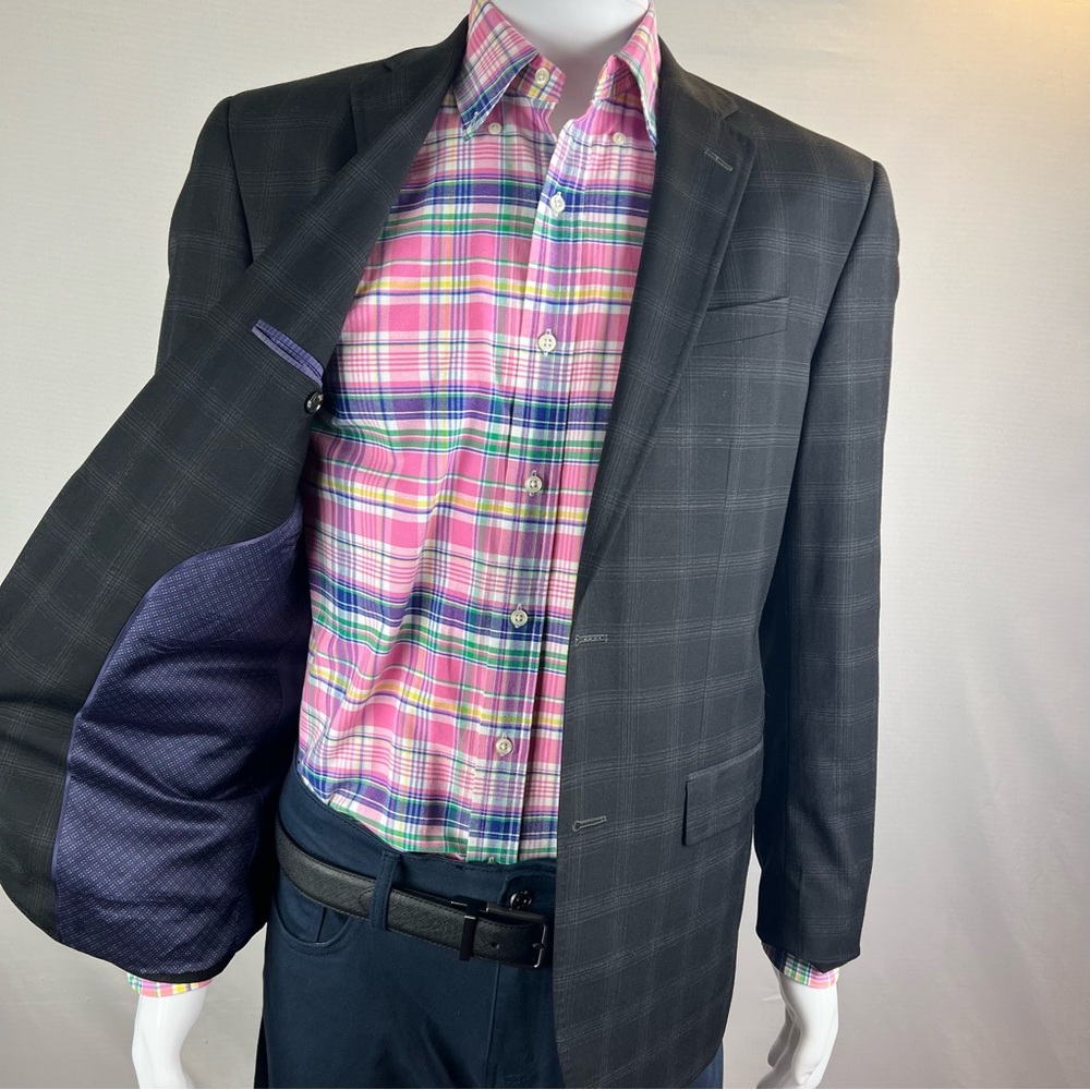 Ted Baker Size 40 Endurance Blazer - Charcoal Plaid